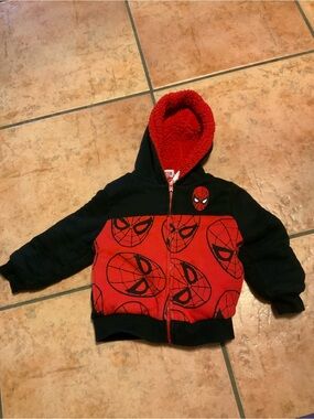 Marvel Red and Black Spider-Man Hooded Kids Jacket